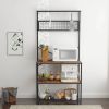 Modern Metal Wood 4-Shelf Kitchen Baker's Rack Microwave Stand