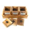 WILLART Handcrafted Teak Wood Antique Look Tea Coffee Sugar 3 Container Set in Wooden Tray – Container with Lids (Dimension : 10.50 x 4 x 5 Inch)