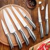 12 Pieces Kitchen Knife Set with Block;  Ultra Sharp German Steel Knife Block Set;  6pcs Serrated Steak Knives;  Hollow Handle for Chef Knife Set