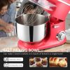 Red Stainless Steel Tilt 600W Electric Kitchen Food Dough Mixer w/ 6 Quart Bowl