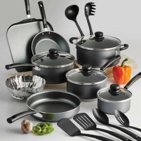 Primaware 18 Piece Non-stick Cookware Set, Steel Gray (Actual Color: Gray)